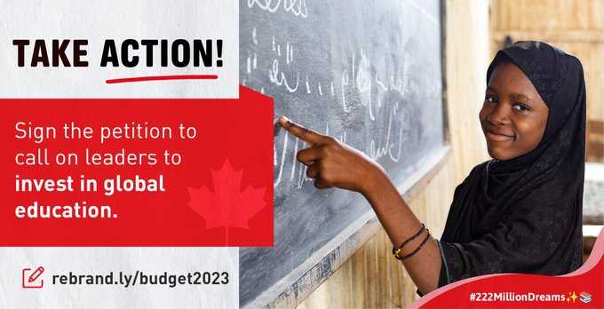 Kent Page (@kentpage) on Twitter photo 222M children need urgent #education support in the 🌎's most volatile regions!
Sign✍️the petition to call on leaders to invest in global education👉rebrand.ly/budget2023
#KeepThePromise🇨🇦
<a href="/JustinTrudeau/">Justin Trudeau</a> <a href="/HarjitSajjan/">Harjit Sajjan</a> <a href="/CAFreeland/">Chrystia Freeland</a> <a href="/UN/">United Nations</a> <a href="/CanadaDev/">Development Canada</a> <a href="/SIDA/">Sida</a> #222MillionDreams✨📚 222M children need urgent #education support in the 🌎's most volatile regions!
Sign✍️the petition to call on leaders to invest in global education👉rebrand.ly/budget2023
#KeepThePromise🇨🇦
<a href="/JustinTrudeau/">Justin Trudeau</a> <a href="/HarjitSajjan/">Harjit Sajjan</a> <a href="/CAFreeland/">Chrystia Freeland</a> <a href="/UN/">United Nations</a> <a href="/CanadaDev/">Development Canada</a> <a href="/SIDA/">Sida</a> #222MillionDreams✨📚