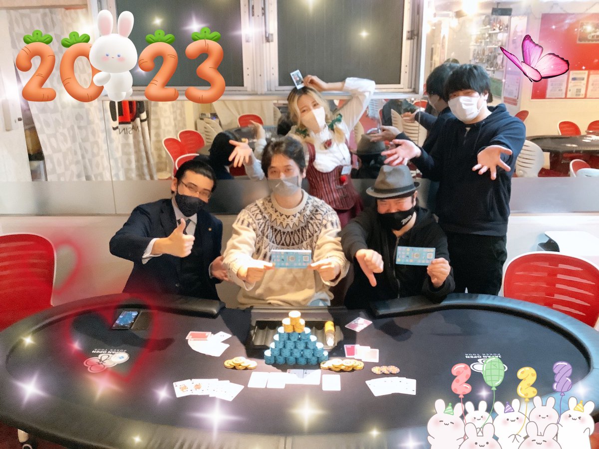 AkibaGuild's tweet photo. 本日のKK POKER LIVE 祝勝会 PLOver優勝は、タグチ様です🎀❣️
おめでとうございます🙌🏻🌟
SPADIE通過者は、カーネル様、ガードマン様です🐈🐾🫧
おめでとうございます🎉
詳しくはこちら
⬇️
https://t.co/kuWYtmea9O
#メイドカジノ #ポーカー #秋葉原 #カジノ https://t.co/jqFBUlTNN9