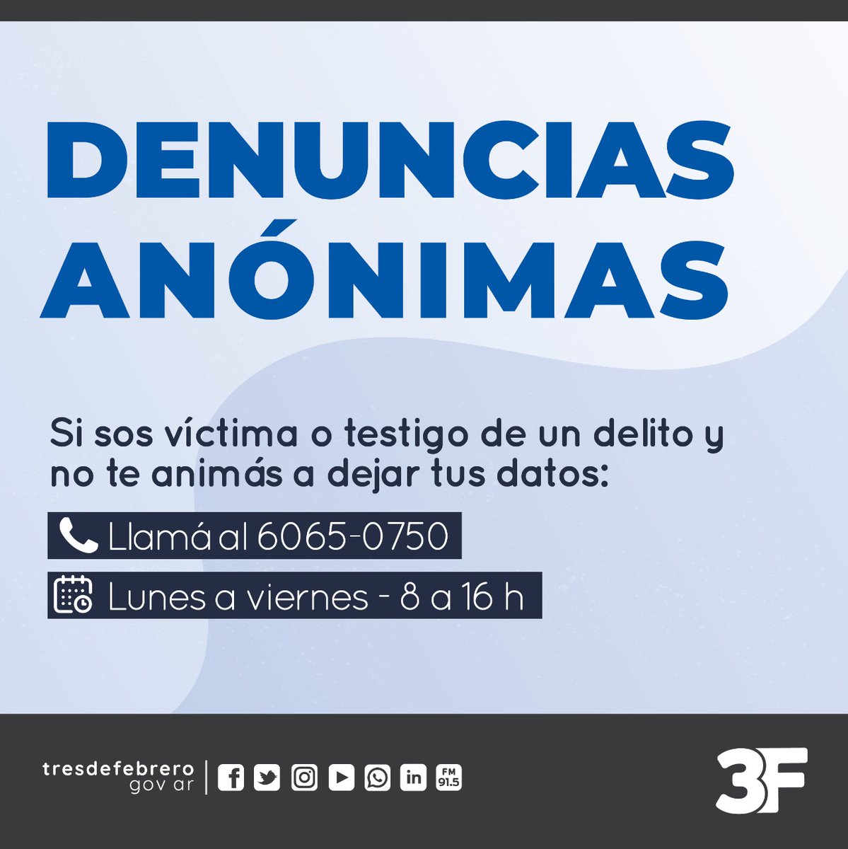 pcasna's tweet photo. 👉 Si sabes o conoces de algo sospechoso en tu barrio, y no querés exponerte, podés dejarnos una denuncia anónima. https://t.co/4oirGiECcg