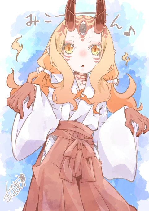 できる限り毎日お絵描き62日目(● ˃̶͈̀ロ˂̶͈́)੭ꠥ⁾⁾今年も続けるよー昨日の初詣で素敵な巫女さん見たので茨木ちゃんにも着てもらいました(●'ω`●)みこーん☆ミ 