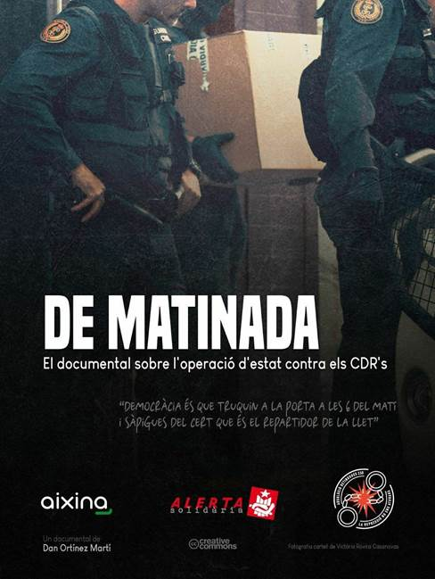 🔥🔴 Divendres dia 13 apropeu-vos a l'estrena a Vilanova del documental "De matinada" del cas
<a href="/Detingudes23S/">Detingudes23S</a>, acusades falsament de terrorisme per l'Estat espanyol.

💥 Coneix què va passar aquell 23 de setembre, solidaritza't i lluita!

📍c/Manuel de Cabanyes 16, a les 20h