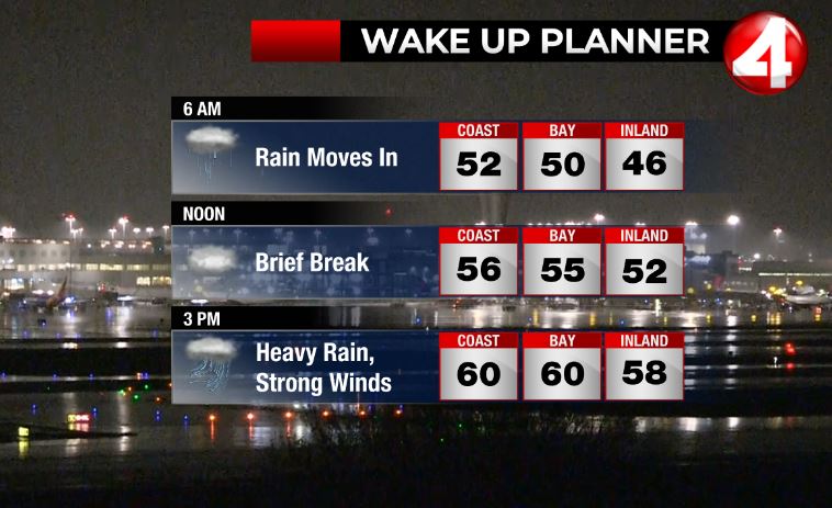 Timing the storm: Right now our first steady rainfall from the warm front crossing the Bay Area. The heaviest rain and strongest winds this afternoon along a cold front that will cause the greatest impact. <a href="/kron4news/">KRON4 News</a>