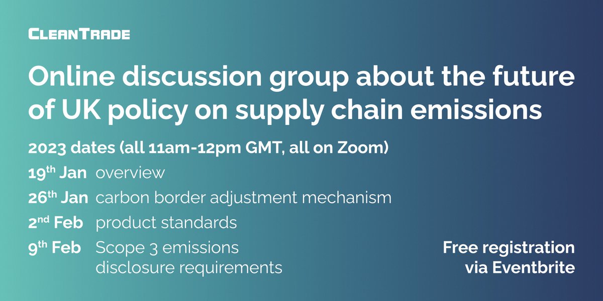 Do you measure #supplychain #emissions? 
Want to learn about regulations set to shape the future?

Join our free online discussion groups - 19, 26 Jan, or 2, 9 Feb: eventbrite.co.uk/e/discussion-g…

Learn about <a href="/EU_Commission/">European Commission</a>’s #cbam or <a href="/IFRSFoundation/">IFRS Foundation</a>’s #scope3 disclosure requirements.