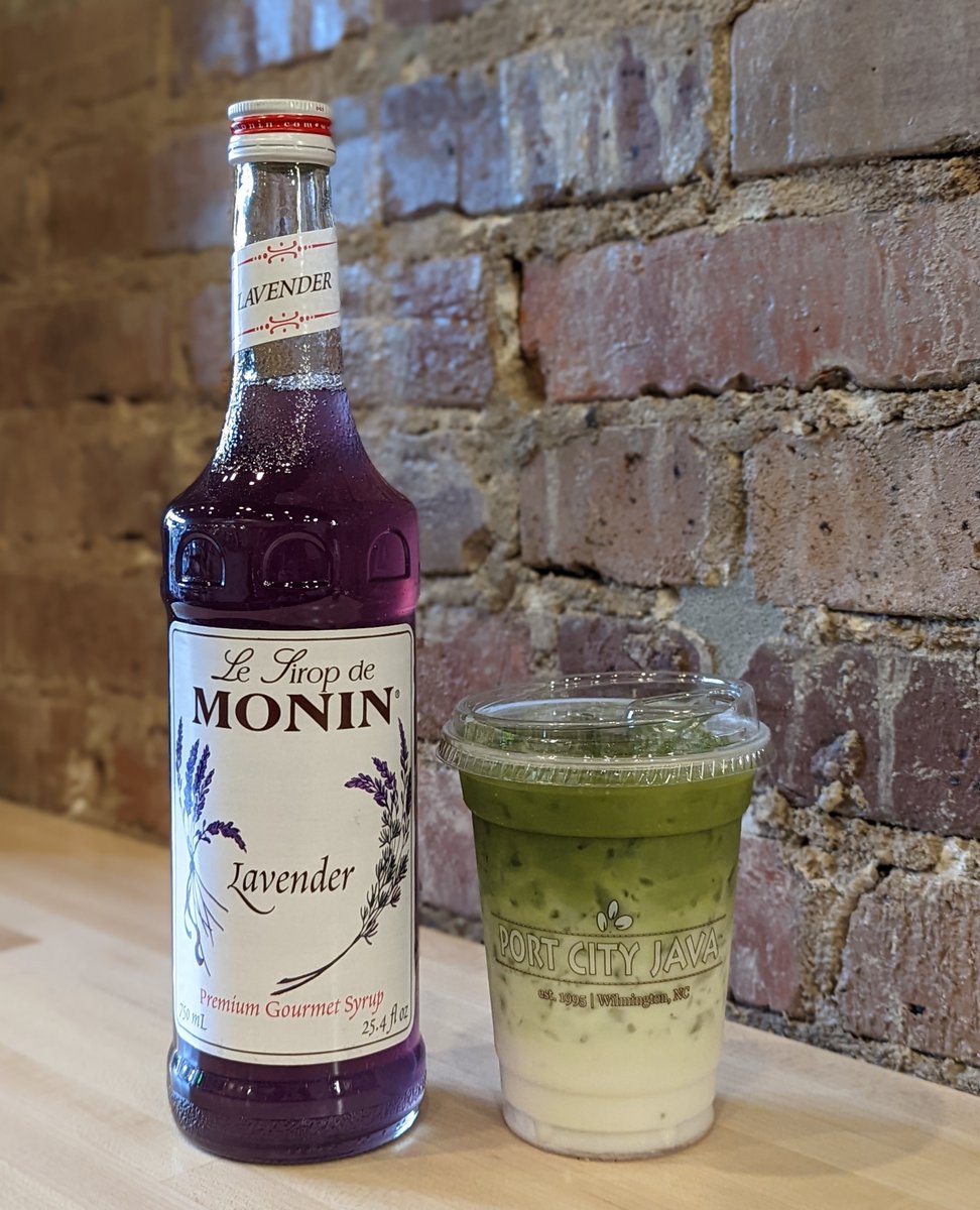portcityjava's tweet image. Fill the new year with joy and laugh-vender! Add our Lavender syrup to any drink, like our Matcha Latte