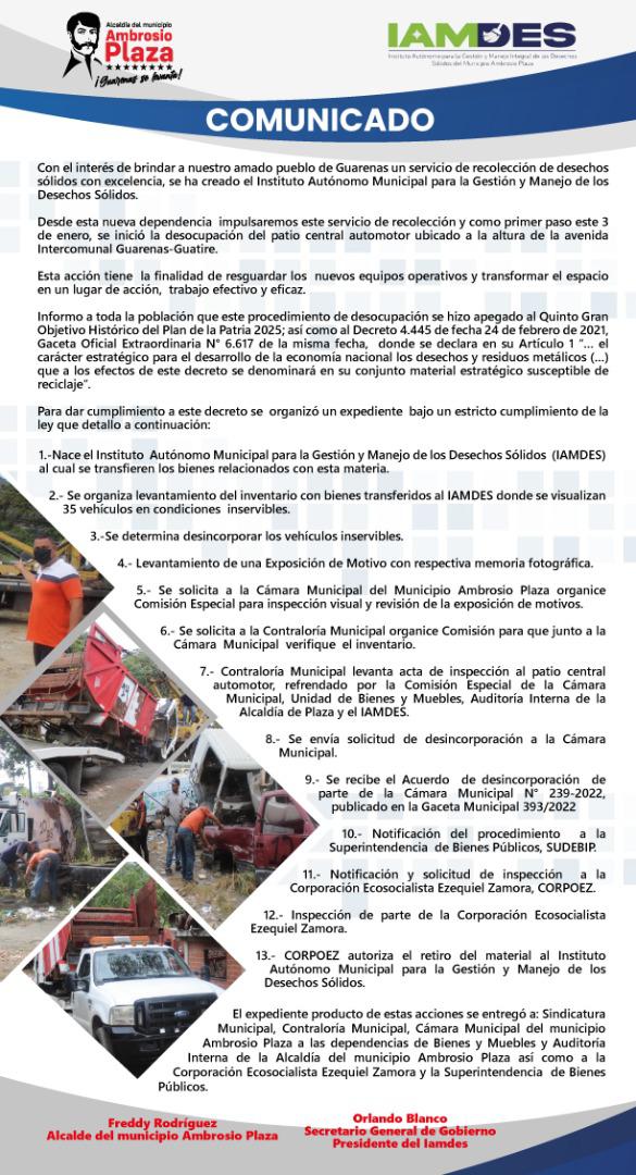 concejo_oficial's tweet photo. #Comunicado del Alc. @Freddy_Rod13 ante la creación del #IAMDES para la recolección de los desechos sólidos del Mcpio. Ambrosio Plaza @orlandoblancob @HectoRodriguez @NicolasMaduro @lubrio @MichelCaballero @BeikerDiazvtv @Nestor1Ramirez @alfred_esport #BoliviaHaceJusticia https://t.co/xD8ksd3vB7