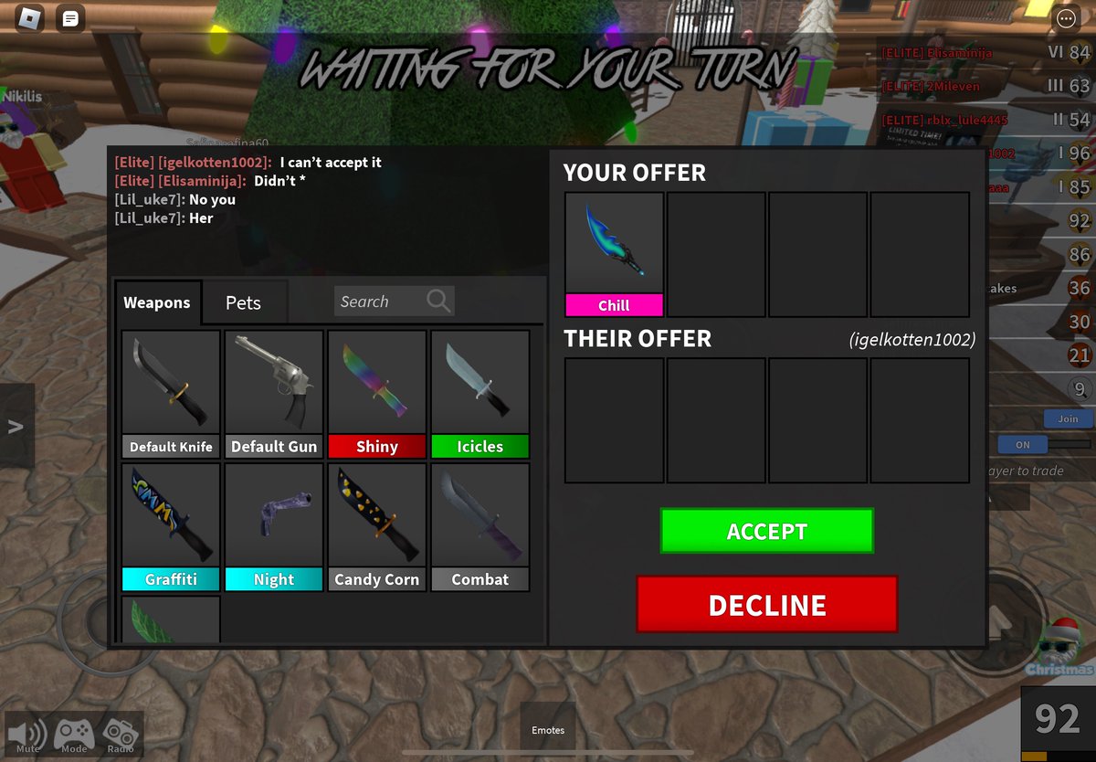itzmichxx's tweet photo. 1st proof:
She went first in adopt me and then i went second and gave a mm2 knife :)
#adoptmetrading #mm2trading #crosstrading https://t.co/aCHNit6vIL