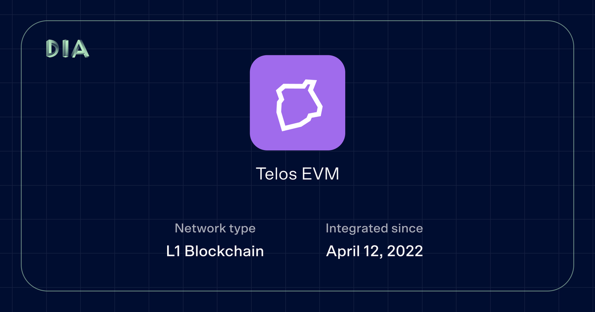 DIAdata_org's tweet image. ⛓ @HelloTelos

#Telos is a third-generation blockchain platform for building fast, scalable distributed applications with feeless transactions. Telos is the first #EVM-compatible blockchain built on #EOSIO.

→ Announcement: medium.com/dia-insights/h…