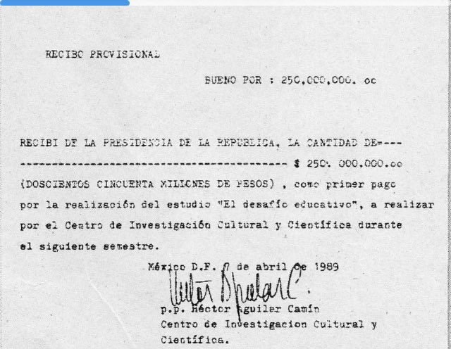 Nancy_FloresN's tweet photo. Aquí uno de los cheques que le pagó Carlos Salinas de Gortari a Héctor Aguilar Camín, de los cuales está hablando el presidente Andrés Manuel López Obrador está mañana en su conferencia. https://t.co/Fxykx9YhBe