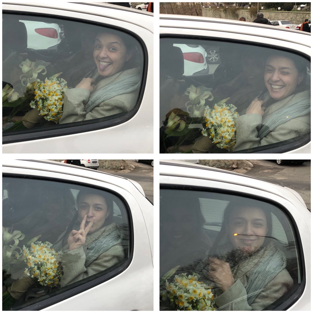 Omid_M's tweet photo. Prominent Iranian actress #TaranehAlidoosti, arrested two weeks ago after she criticized the state’s use of the death penalty against protesters, was released on bail today. These photos are very telling. #MahsaAmini #مهسا_امینی #ترانه_علیدوستی https://t.co/msWxa2Dte5