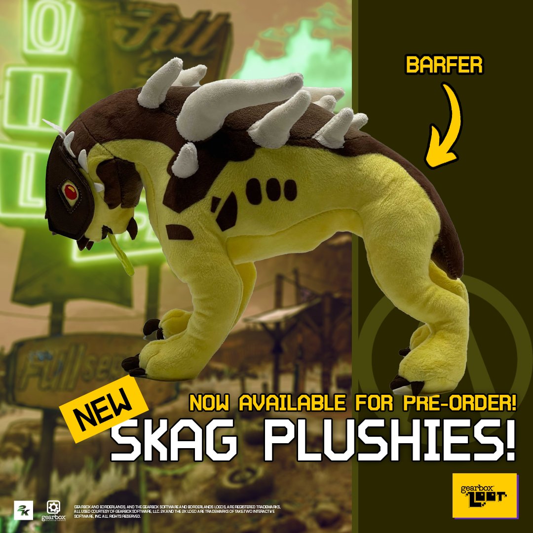 Preorders are ongoing for the Borderlands Skag plushies! There are many variants to pick from - which one will you choose?✨

Adopt one (or all) today: bit.ly/3GbNKYy