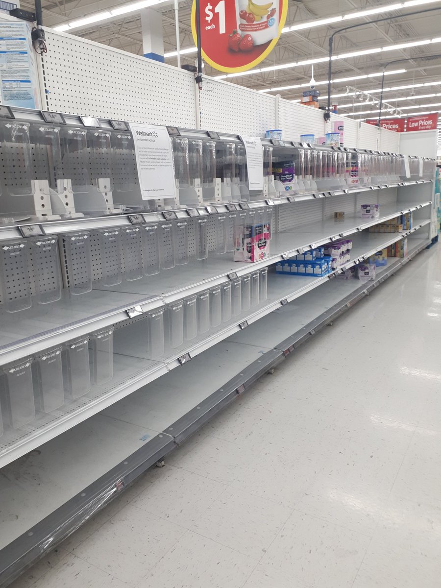 EricaShenfeld's tweet photo. The formula aisle at my local Walmart. Parenting seems to be an exercise in navigating scarcity... scrambling to find formula, medicine, childcare. These feel like things Canada should have figured out by 2023... https://t.co/hoOSoqRYMV