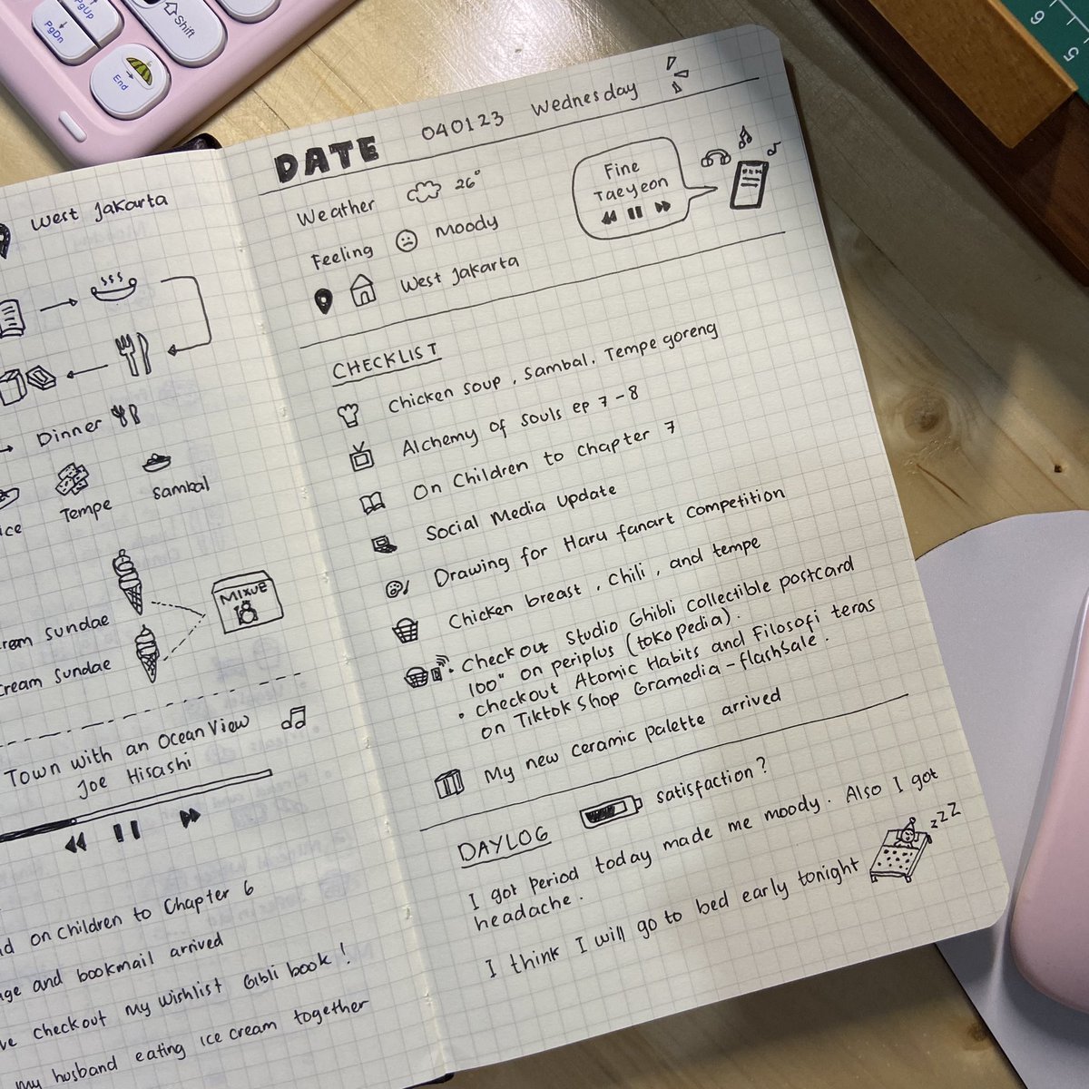 lovunakim's tweet photo. Today’s journaling 📖✍️

First day on my period :(

#RiskasJournal #Journal #Journaling https://t.co/hstnGorv5j