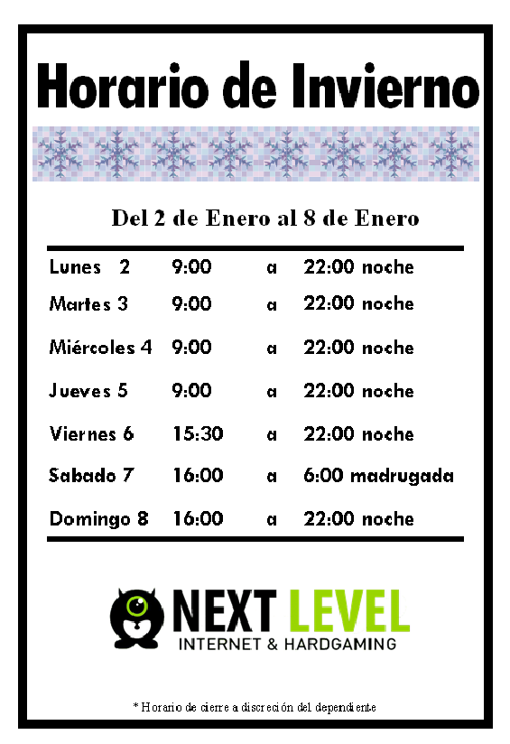 NextlevelZgz's tweet photo. Os recordamos nuestros horarios para este Día de Reyes. 😉 https://t.co/ekjXpapFNo