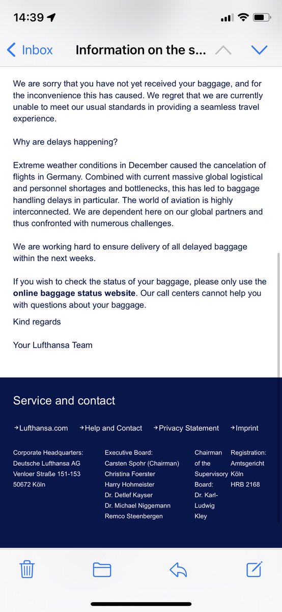chris_qrc's tweet photo. @RebekahD_ @lufthansa Taken 3 weeks but at least some generic communication from @lufthansa https://t.co/dccBRvfOnR