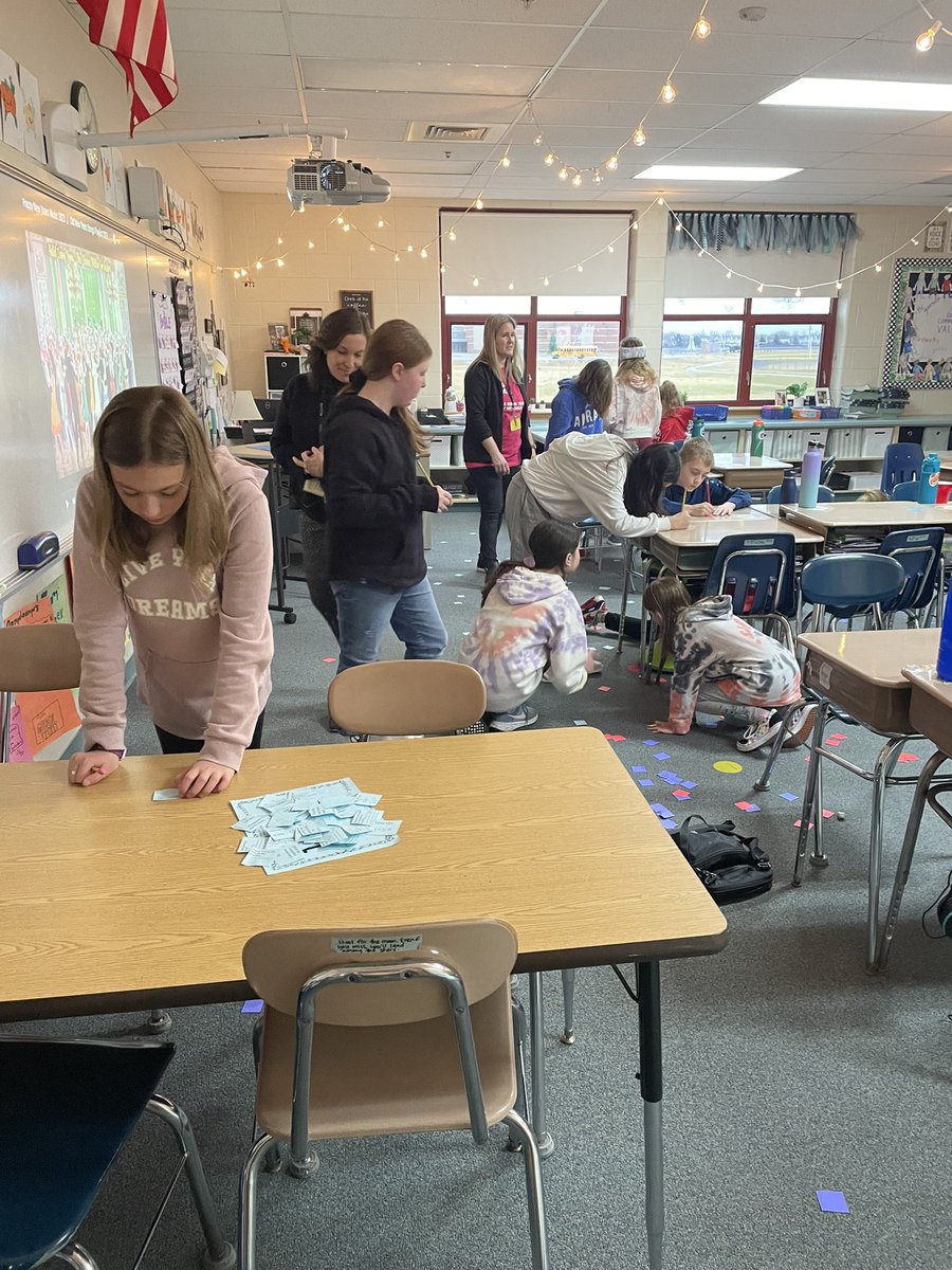New Year Confetti Celebration in <a href="/SarahGoodlow116/">Sarah Goodlow (she/her)</a> room.  What a fun way to get the students moving and engaged in their learning! <a href="/Dist158/">Huntley District 158</a> <a href="/martinhusky158/">Martin Huskies</a>