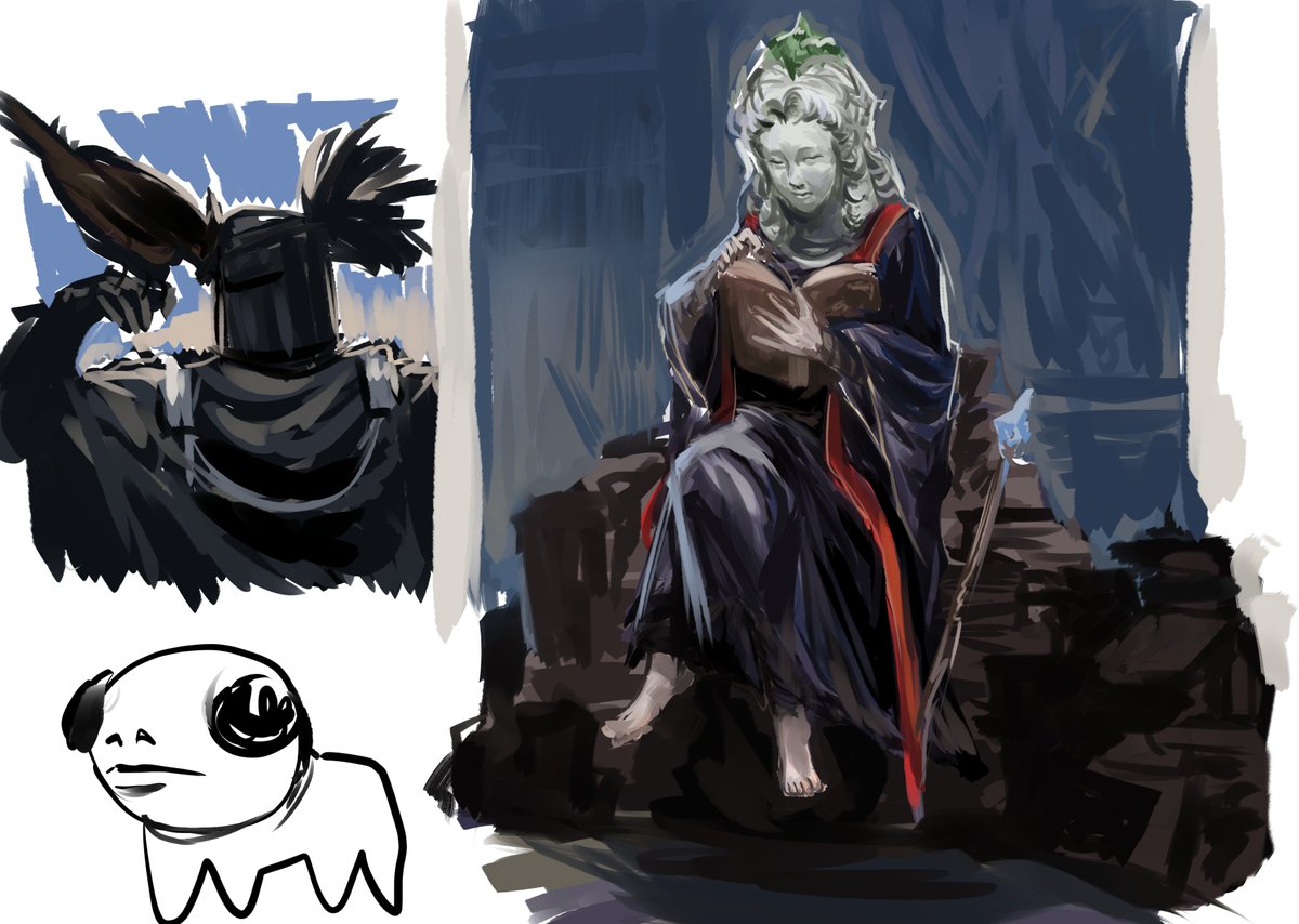 meursoul's tweet image. #EldenRingart 

sellen + nights cavalry !!