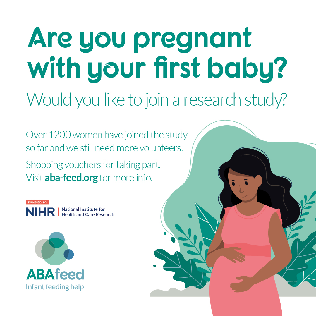Are you pregnant with your first baby? 🤰👶 In 2023 we are continuing to recruit throughout the UK, including in the North West in Blackburn with Darwen, Cheshire East and Sefton. For more info and to sign up, please visit aba-feed.org