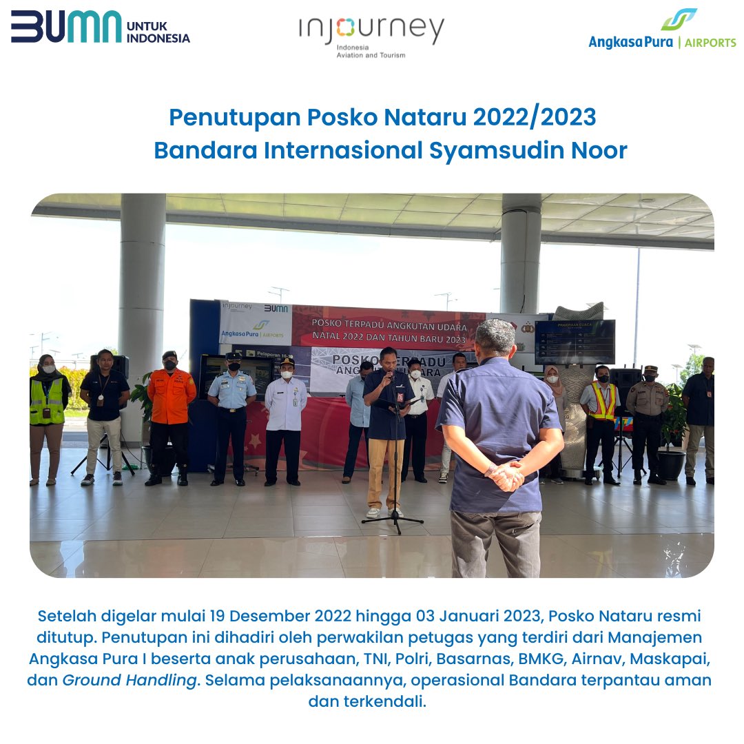 Syukur kepada Tuhan Yang Maha Esa, selama periode Natal &amp; Tahun Baru yang bertepatan pula dengan libur sekolah tahun ini berjalan dengan aman dan lancar.

Terima kasih atas kerjasama dari #SobatBDJ untuk mematuhi aturan &amp; ketentuan yang berlaku selama melakukan perjalanan udara.