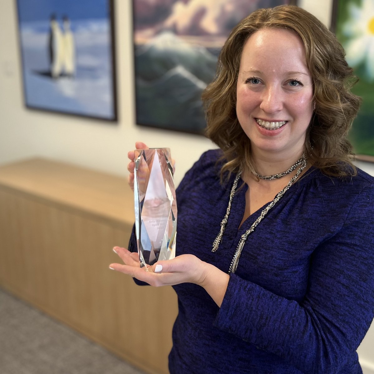 KBRS_Leadership's tweet photo. Congratulations to Claire Holt, recipient of the KBRS Spirit Award, presented to an outstanding team member in recognition of their commitment to exemplifying our values of respect, excellence, learning and partnership, and enriching the lives of those they work with. https://t.co/FullZlrwP9