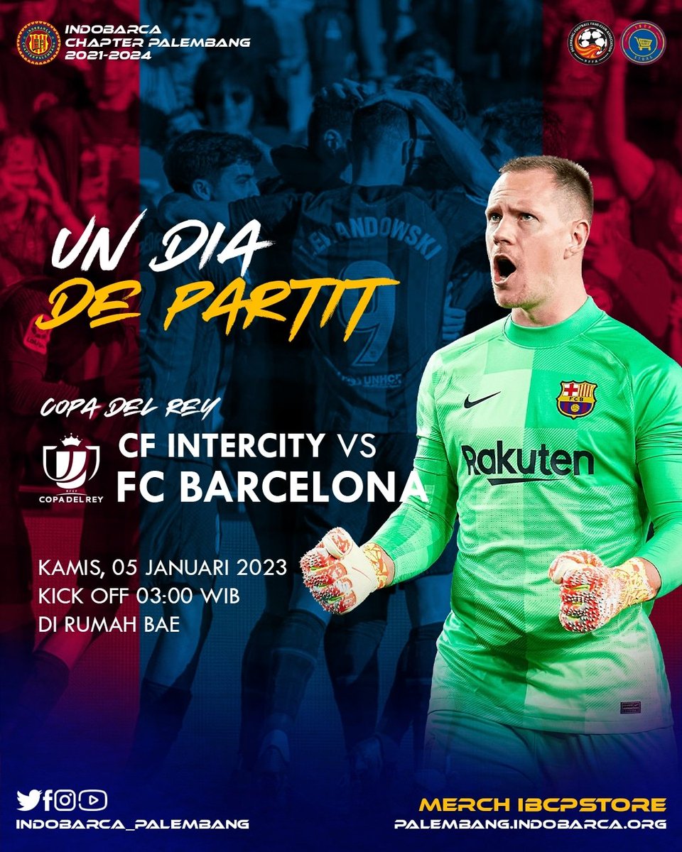 Dini hari nanti Barça akan kembali bertanding dalam ajang babak 32 besar Copa Del Rey menghadapi Intercity.

Namun, mohon maaf untuk match kali ini Event Nonton Bareng ditiadakan dulu ya, les. Semoga Barca menang &amp; lolos kebabak selanjutnya.

#VisçaBarça
#Indobarca