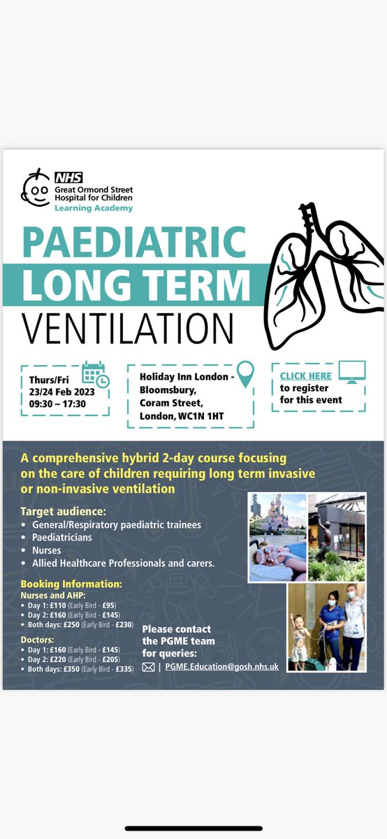 Interested in paediatric LTV? 

Check out the course being run at GOSH in February 👇🏻👇🏻👇🏻   

Open to AHPs, Nurses, Doctors and trainees.

Click the link to sign up! 
courses.gosh.org/event/LTV2023#…

#respisbest #LTV