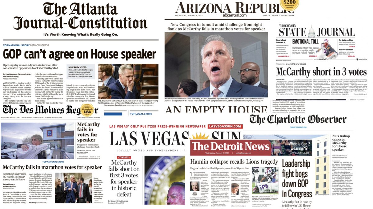 EricDKoch's tweet image. Absolutely BRUTAL headlines for the GOP on swing-state front pages across the country