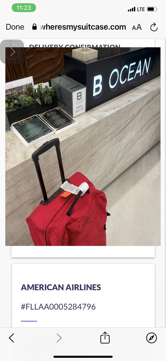 the_ai_mystic's tweet image. Good news! Bag finally delivered to my hotel - two days after I left for vacation to the Carribean! Flying back home to #Denver today with @AmericanAir, hopefully #checkedbag will arrive on time. May buy #airtag just to be safe… @vszyb