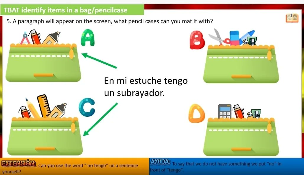 All ready for School topic My bag Mi Mochila in Spanish.  4 skills covered, all answers in the Ppt, vocabulary and support sheets angaging students fro Y7!! 

To download from my TES shop Link in bio
 #spanishteacher #mfltwitterati #frenchteachers #mflteacher