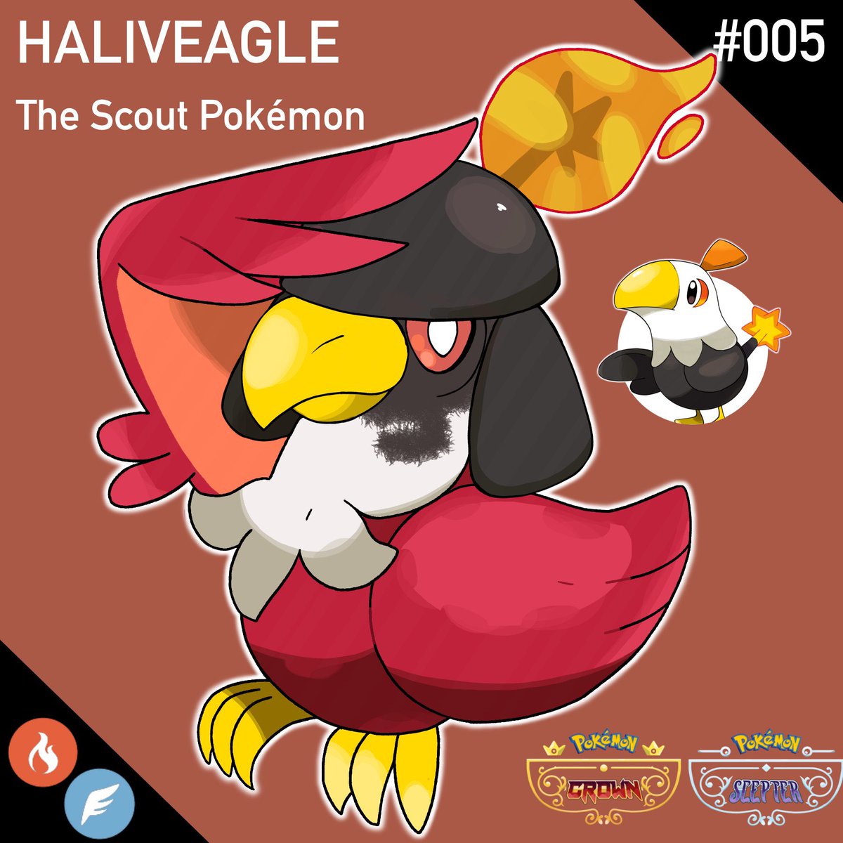 ShinrinRegion's tweet photo. Welcome the evolution to Eaglava Haliveagle! + Shiny form

Ever cautious, Haliveagle patrol their territory on high alert looking for predators. They fashion obsidian stones into their helmets; these helmets can withstand almost anything

#fakemon #pokemonart https://t.co/kQt1Oo1mYN