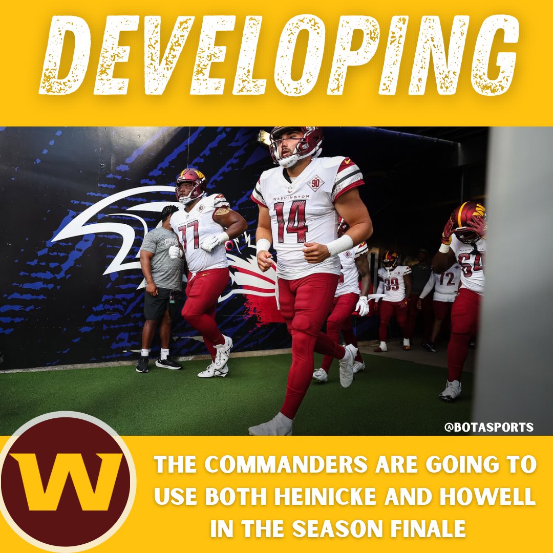BOTAsports's tweet image. This is long overdue. The Commanders need to see what they have in Howell and should speak to their plan over the next two years. I just wish Howell got a full game to evaluate. #NFL #samhowell