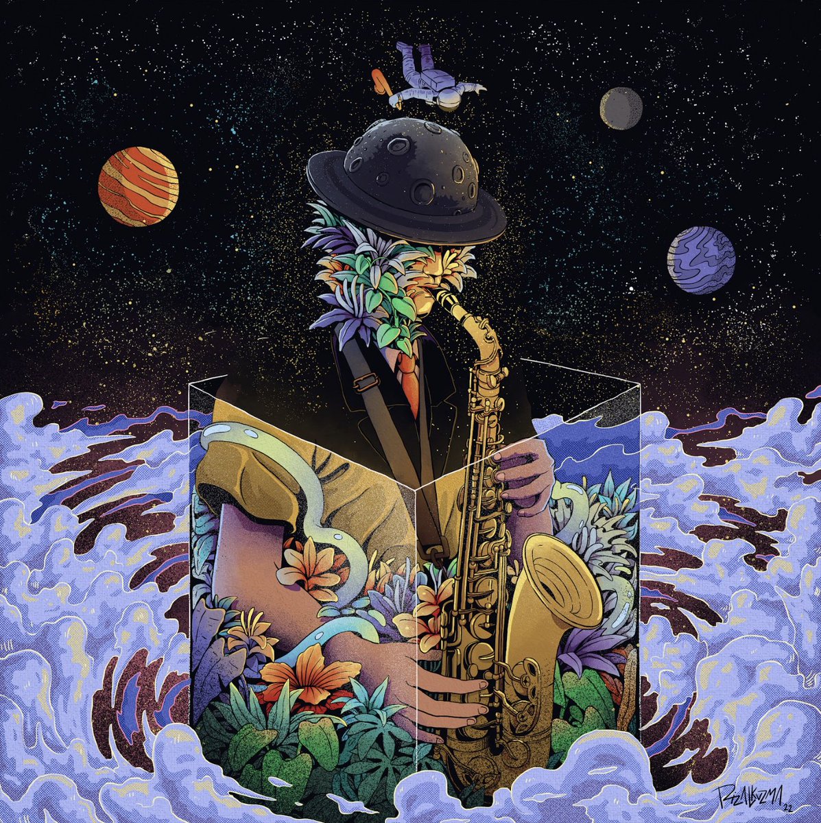 Rizal Kuzma (IG: <a href="/rizzalkuzma/">Muckabs</a>)  is a freelance illustrator, based in Indonesia. Apart from drawing, he likes to take pictures, especially of the natural environment. He placed in the top 150 of High Art 2022 with the piece "From Music To Universe".

#art #highart #highartcontest