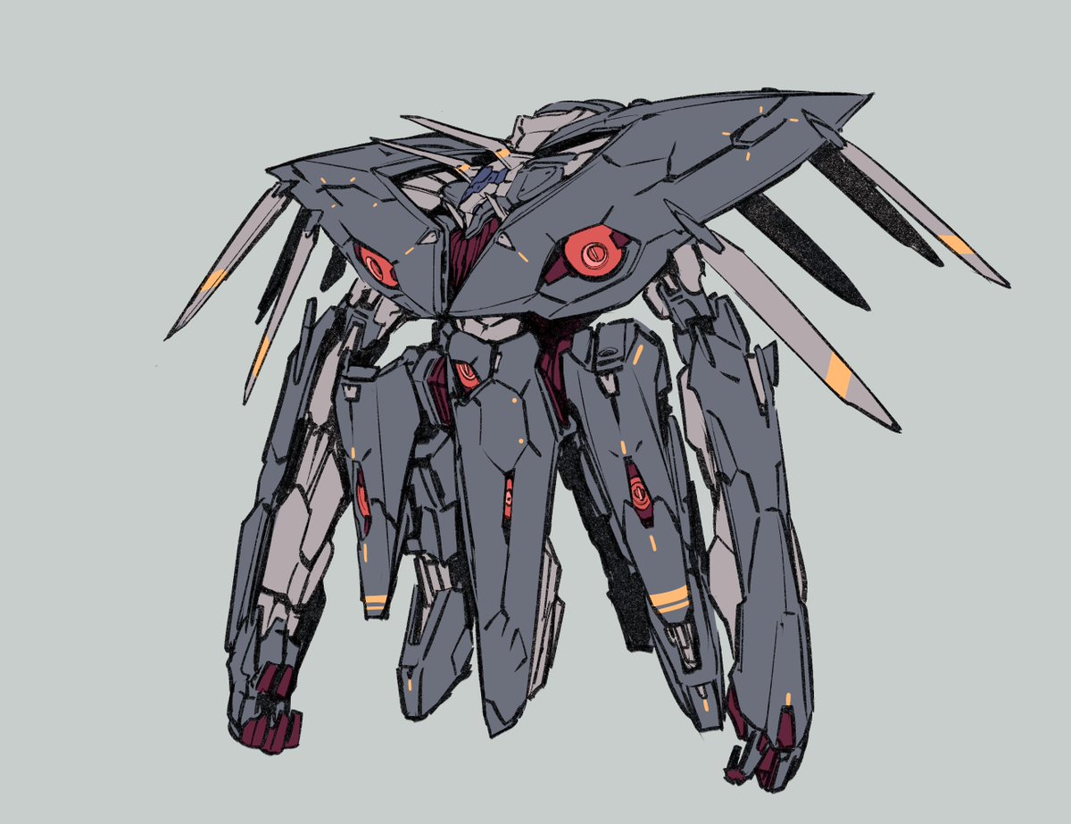 no humans robot mecha solo grey background science fiction red eyes  illustration images