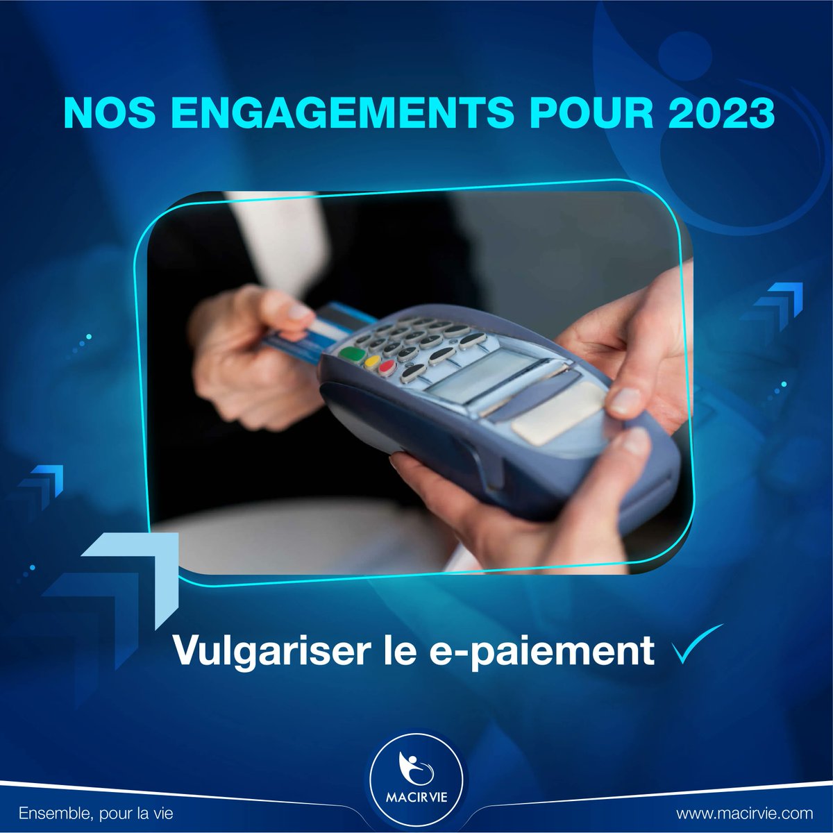 MacirVie's tweet photo. Pour l'année 2023, Macir Vie s'engage à vulgariser le paiement électronique à travers la mise en place de terminaux de paiement sur l'ensemble de son réseau d’agences sur le territoire national.
#MacirVie #Assurance #epayement #Digital #tech https://t.co/yfgp7XfWL9