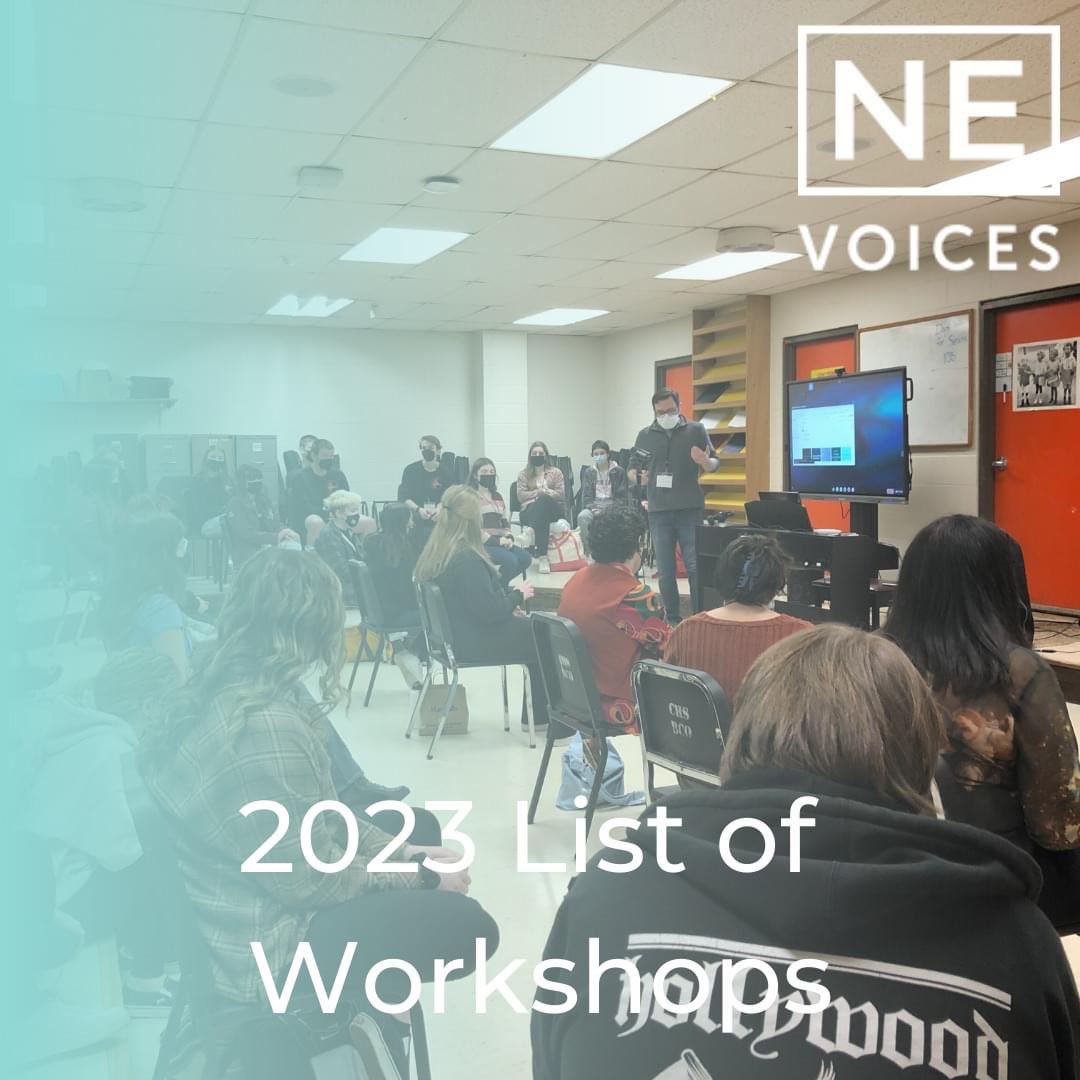 Happy new year! We're celebrating with the list of workshops for #nevoices2023, which can be found now at ne-voices.com/workshops.html! Be on the lookout for the full schedule soon.

Tickets are still available for the Friday and Saturday night - get them ahead of time while you can!
