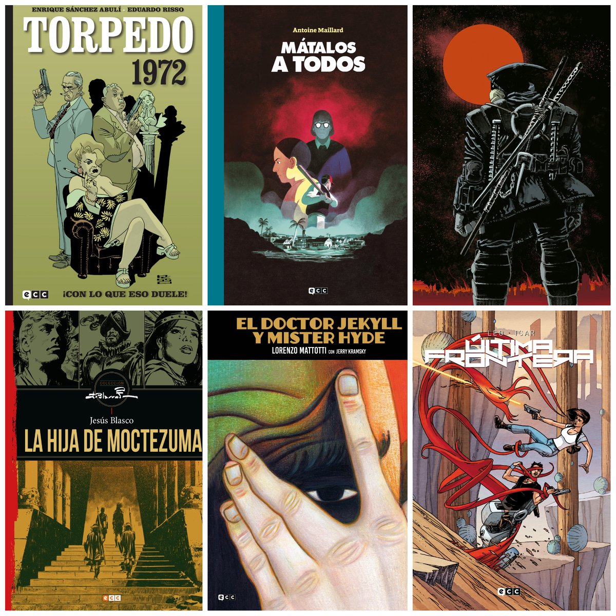 eccediciones's tweet photo. ¡#ECCCómics en #ECCEnero! Publicamos el nuevo volumen de #Torpedo1972, que supone el debut en nuestro catálogo de todo un icono del cómic. Llega #MátalosATodos, la premiada obra de #AntoineMaillard. Y vuelve la #ColecciónJesúsBlasco con #LaHijaDeMoctezuma: https://t.co/aXUHgmQj74 https://t.co/MEVH7gV711