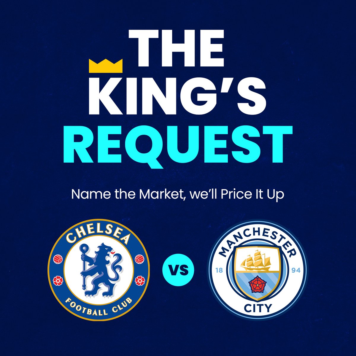 BetKingNG's tweet photo. 🔥The King's Request🔥

Our first King's Request of the Year is here!

Chelsea hosts Man City at Stamford Bridge tomorrow.

Name the market combo you want and we will price it up!

#KingsRequest https://t.co/1Vfzr6D1Tw