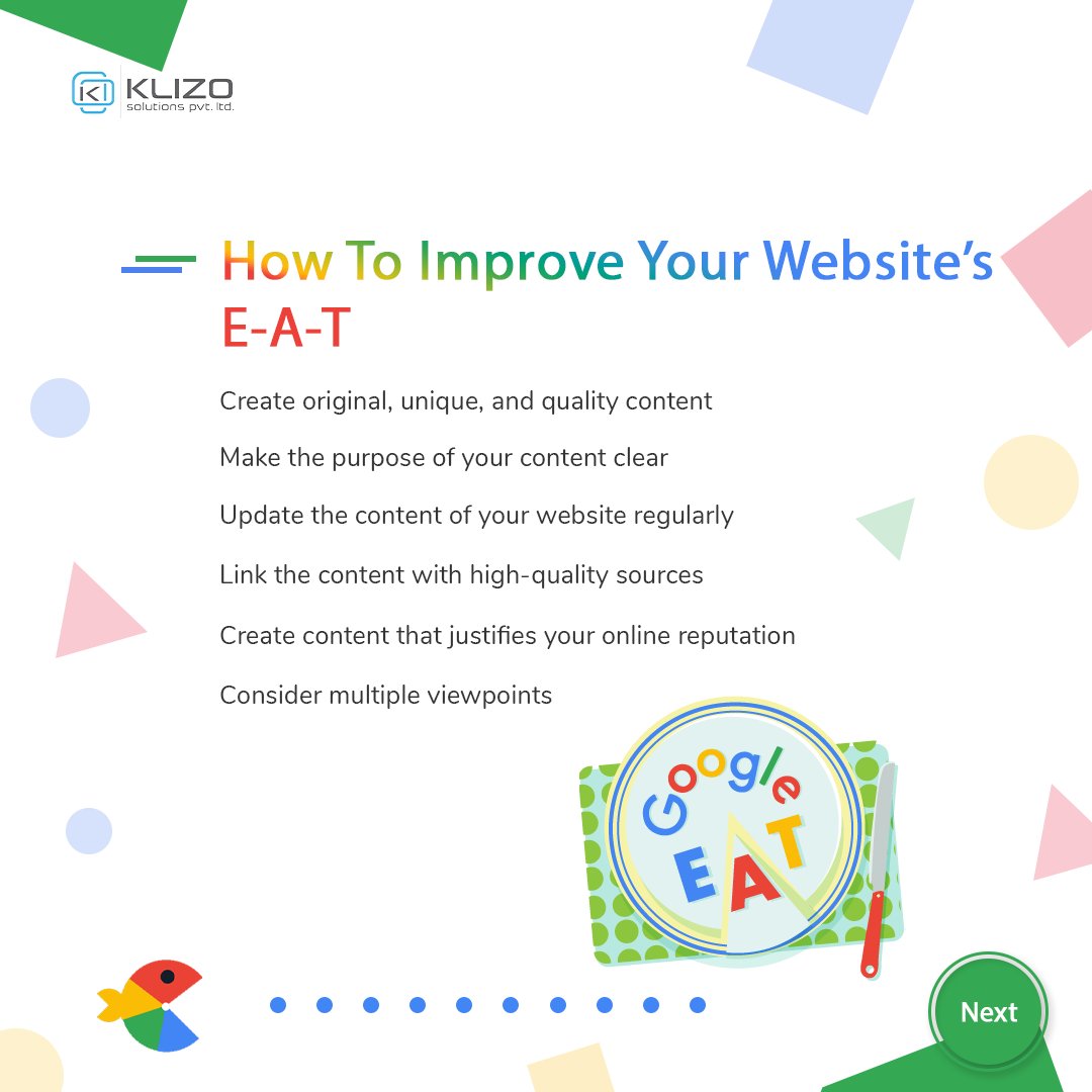 KlizoSolutions's tweet image. Google’s new algorithm, E-A-T is here! 🤩
Through this post, get the inside scoop on Google's E-A-T principles and how they can help boost your website's search rankings!
#digitalmarketing #sem #rankingalgorithm #trending #googleupdates #google #eat #seo #klizosolutions #update