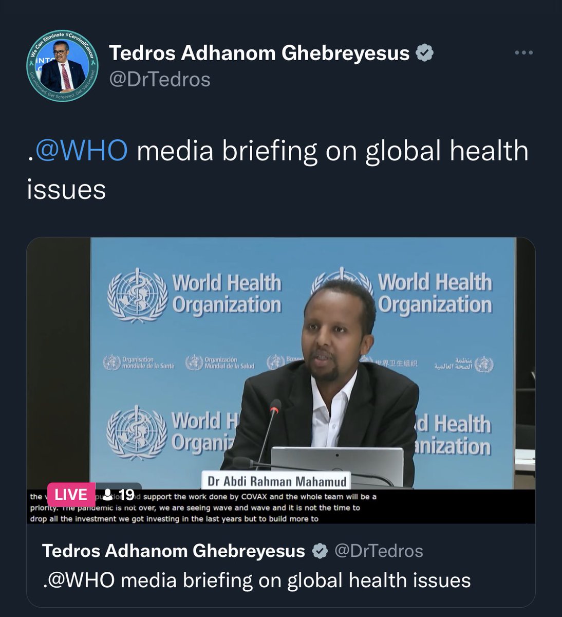 Listen to Abdi. Entire communities emptied of the elderly and vulnerable. It’s anecdotal yes but they DIED! We have been shouting this for years. #VaccinateTheWorld I have lost more people than I can count. It’s inequity in the metric leading to inequity in care. #EQUITY