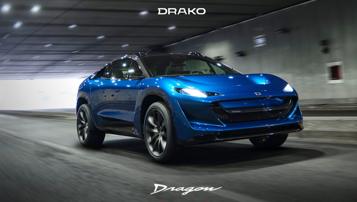 deandrako's tweet photo. We have launched our Drako Dragon all-electric hyper-luxury SUV, with a 420-mile range, 500kW fast charging, 200+ mph, and 0 to 60 mph in 1.9 seconds. Its 2,000 HP quad motor powertrain has nanosecond responsiveness.  Seats 5 passengers. Full carbon fiber structure. $290,000. https://t.co/rmSFNl5bYa