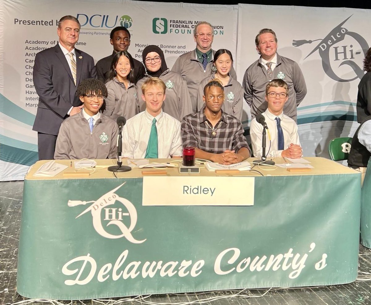 DelcoHiQ's tweet photo. Ridley High School won the first contest of 2023. Archbishop Carroll finished second and Sun Valley in third. Thank you to @RepDelloso for joining us! @PennDelco @DCIU @FMFCUFoundation @FMFCU https://t.co/6jspMochti