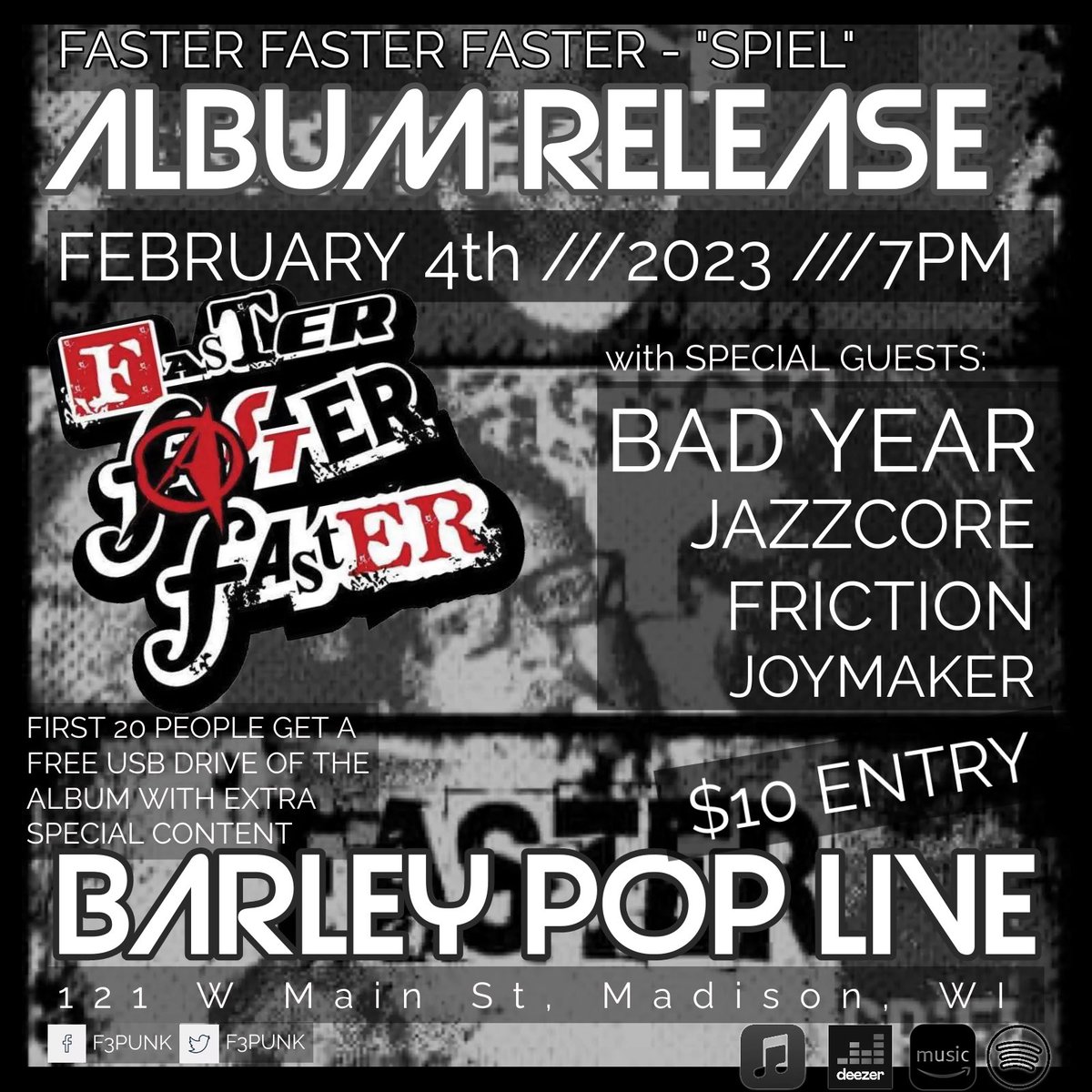 #fasterfasterfaster #punkrock #punkgirls #PUNKDRUNKERS #Spiel #LiveMusic #RecordRelease #punksale #BadYear #JazzcoreFriction #JoyMaker <a href="/jcfband/">Jazzcore Friction</a> <a href="/BadYearMusic/">Bad Year</a> <a href="/F3punk/">Faster Faster Faster - Official Band Page</a>