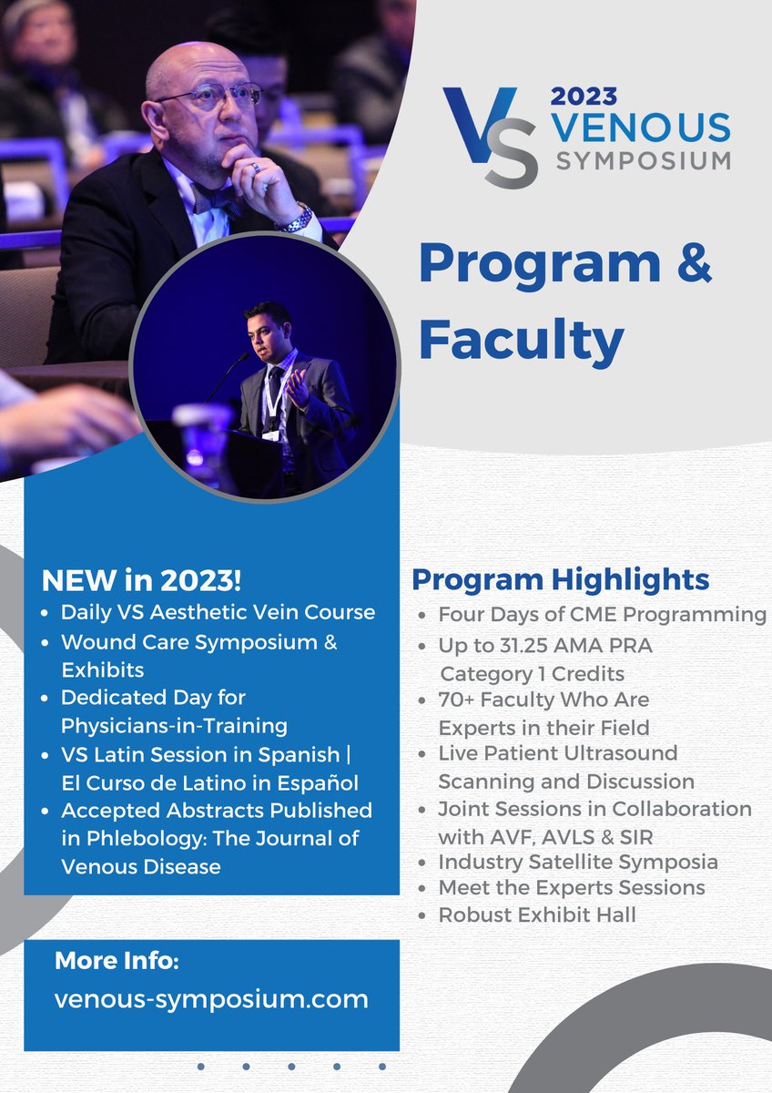 Venous Symposium (@venoussymposium) on Twitter photo Program Available Now - Register Early and Save - mailchi.mp/venous-symposi… View the 2023 Program and Invited Speakers #VenousSymposium23 #medtwitter #veins #venous #CME #aesthetic #woundcare #surgery #ultrasound <a href="/kush_r_desai/">Kush Desai</a> <a href="/patrickmuckmd/">@PatrickMuckMD</a> <a href="/akhileshsistaMD/">Akhilesh Sista</a> <a href="/RonaldWinokurMD/">Ronald Winokur, MD, FSIR, FAVLS, RPVI</a> Program Available Now - Register Early and Save - mailchi.mp/venous-symposi… View the 2023 Program and Invited Speakers #VenousSymposium23 #medtwitter #veins #venous #CME #aesthetic #woundcare #surgery #ultrasound <a href="/kush_r_desai/">Kush Desai</a> <a href="/patrickmuckmd/">@PatrickMuckMD</a> <a href="/akhileshsistaMD/">Akhilesh Sista</a> <a href="/RonaldWinokurMD/">Ronald Winokur, MD, FSIR, FAVLS, RPVI</a>