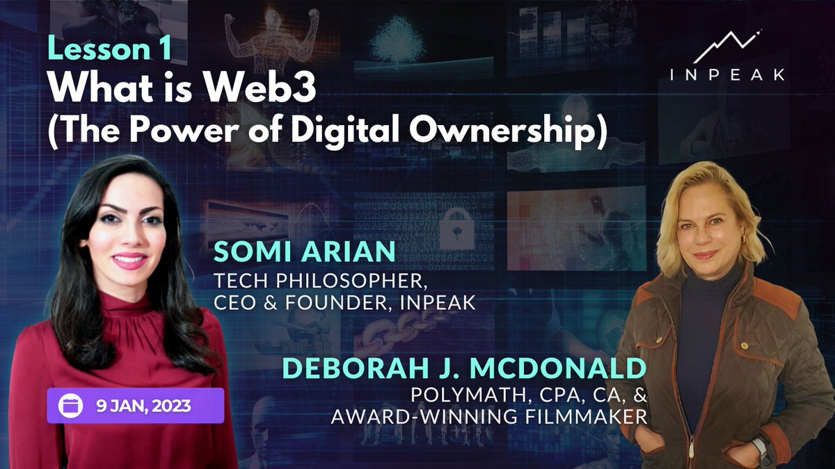 In this first session you will be walked through the history of the Web by InPeak founder and CEO Somi Arian, alongside <a href="/mcruben/">deborah j mcdonald / DJEM</a> one of our valuable Genesis members who started out just like you.🏔🌐🌟 #InPeak #Web3 #history #blockchain 
inpeak.xyz/event/lesson1