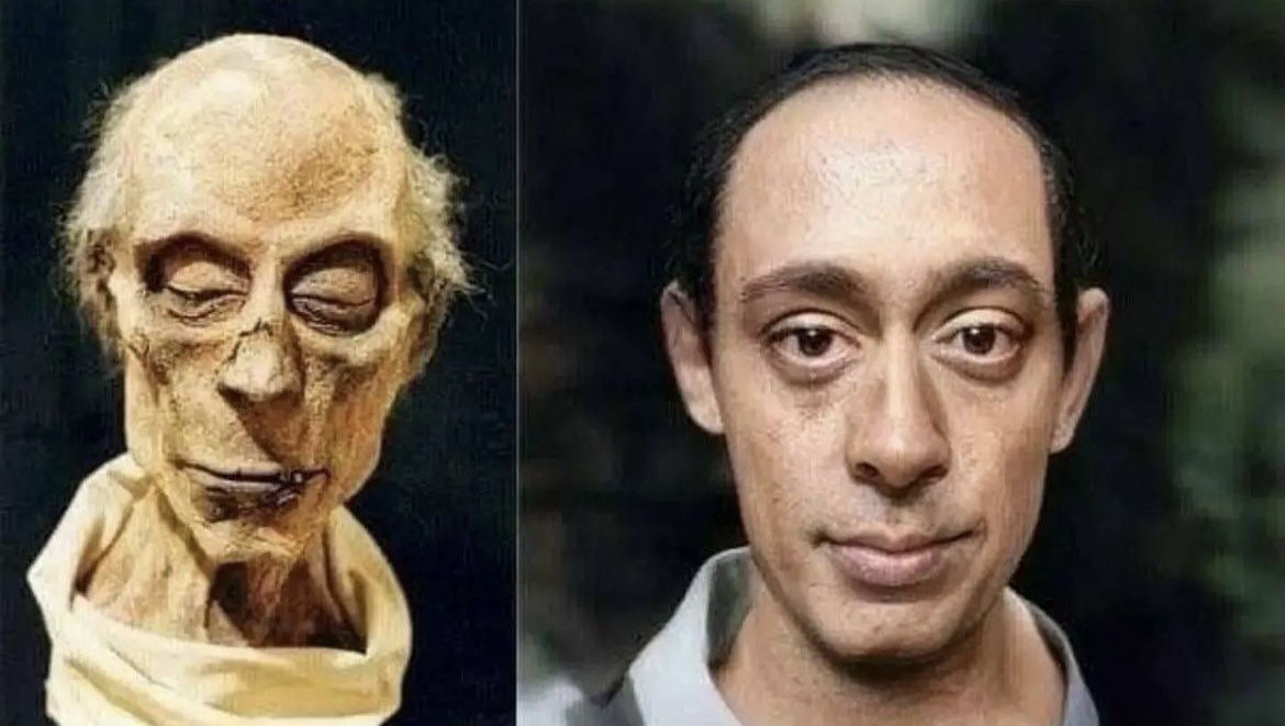 scienceshistory's tweet photo. Artificial intelligence reconstruction of Ramses II (1,303 - 1,213 BC) based on the photos of his mummified remains. https://t.co/KNvaNPWtPp