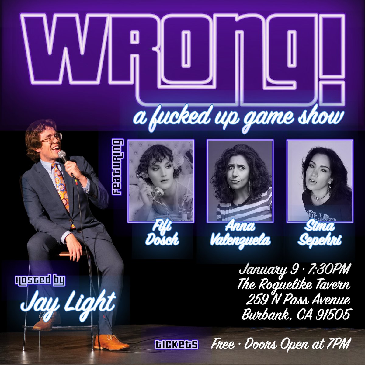 You guessed it: it's time for another WRONG! We're back in action for January at <a href="/TheRoguelike/">The Roguelike Tavern</a> with a dynamite lineup: @fifidosch @annavisfunny &amp; <a href="/simasep/">Tiny Grievance</a> ! Plus some kickass audience prizes for a lucky few...

Reserve your seats here: eventbrite.com/e/wrong-a-dark…