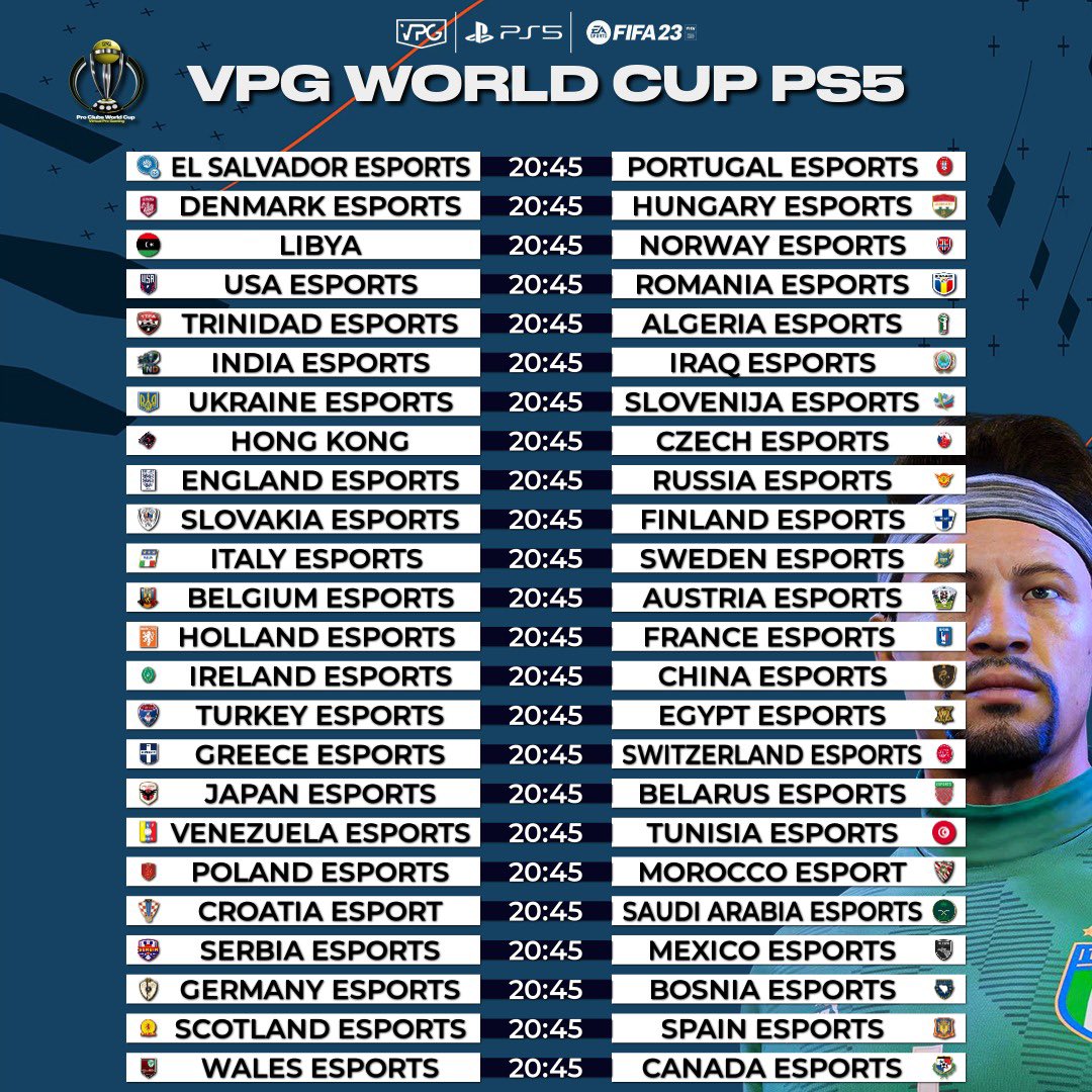 OfficialVPG's tweet photo. 🌍 11v11 World Esports Cup 
✅ @PlayStation PS5
🎮 @EASPORTSFIFA Pro Clubs 
⚽️ Group Stages 
🗓 7th January 

🎙 Matches casted by: @GeorgeOverton_ 🇬🇧 
@LeonidasMadiba 🇪🇸 
and in 🇮🇹 🇫🇷 🇵🇹 

#ProClubs #FIFA23 #WorldCup https://t.co/vy6HsQGvmt
