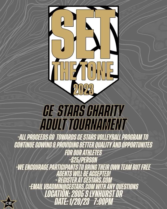 CE_StarsVB's tweet photo. Get your team &amp; sign up with the linktree link in our bio! All proceeds go toward bettering our program 🏐😁 https://t.co/lx4juDKwKi