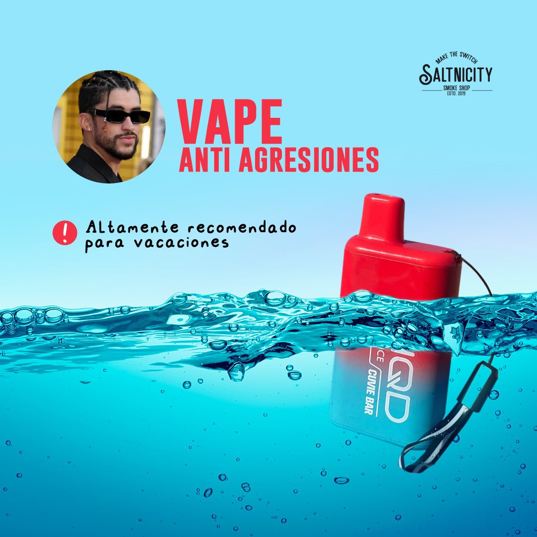 SaltNiCity's tweet photo. Recomendamos usar la cuerdita del vape para evitar que se los lancen al agua y lo termine usando Bob esponja en fondo de bikini. https://t.co/hN3tnmDoBF