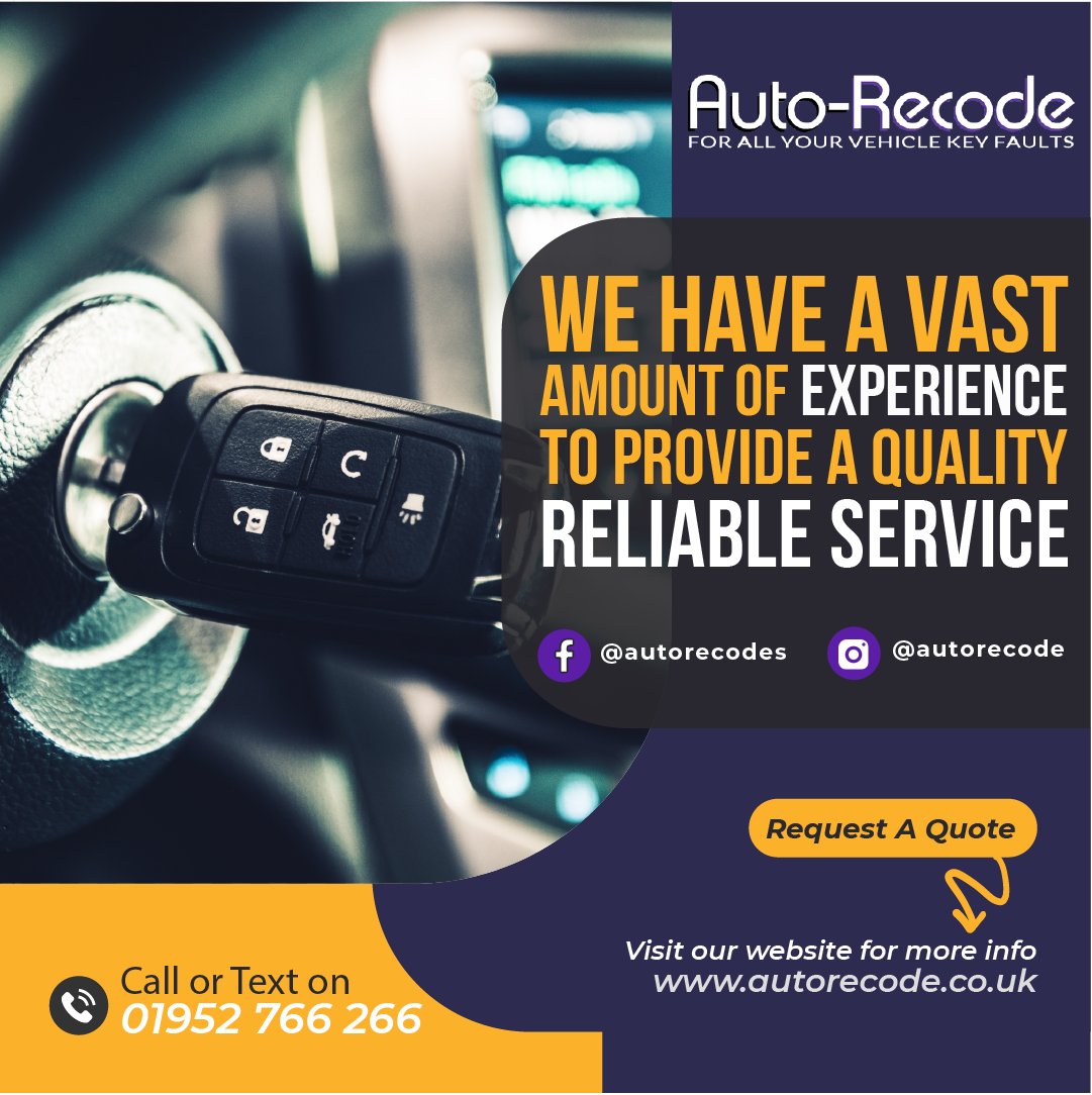 mawebdesign_uk's tweet image. Car key experts AutoRecode provide an affordable car key replacement service in #Telford &amp;amp; Surrounding areas. Automotive keys and #fobs cut and coded for all makes of vehicle.

Request a quote online 👇

🌐 autorecode.co.uk
🔗 @AutoRecode
#locksmiths #carkey