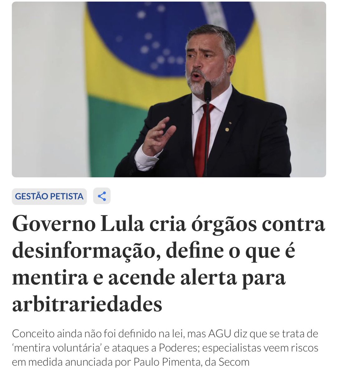 A Zumbilandia chamada Brasil não surpreende. Não bastasse o ataque constante dos tiranos do STF à liberdade de expressão, agora teremos um “Ministério da Verdade” petista. É o surreal na sua definição mais perfeita.